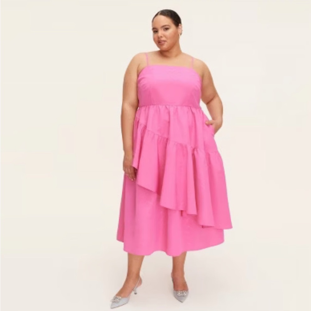 NWT Kate Spade New York X Target Pink Tiered Midi Dress Size 3X - Picture 2 of 13